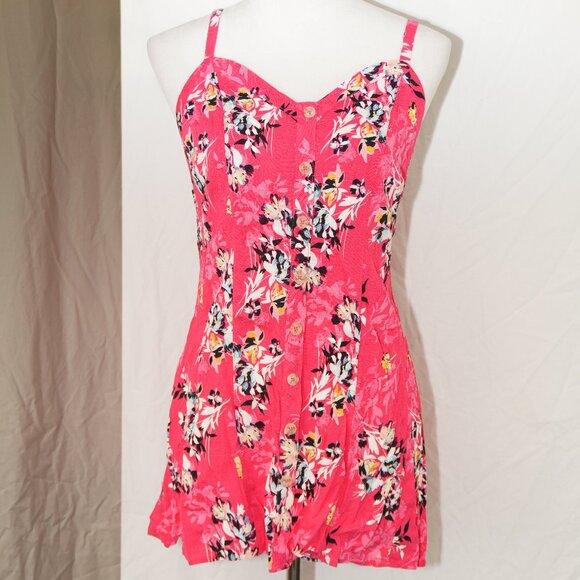 Torrid Linen Look LNC Adjustable Size 1 Bright Vibrant Pink Floral Tank Top - Picture 1 of 8